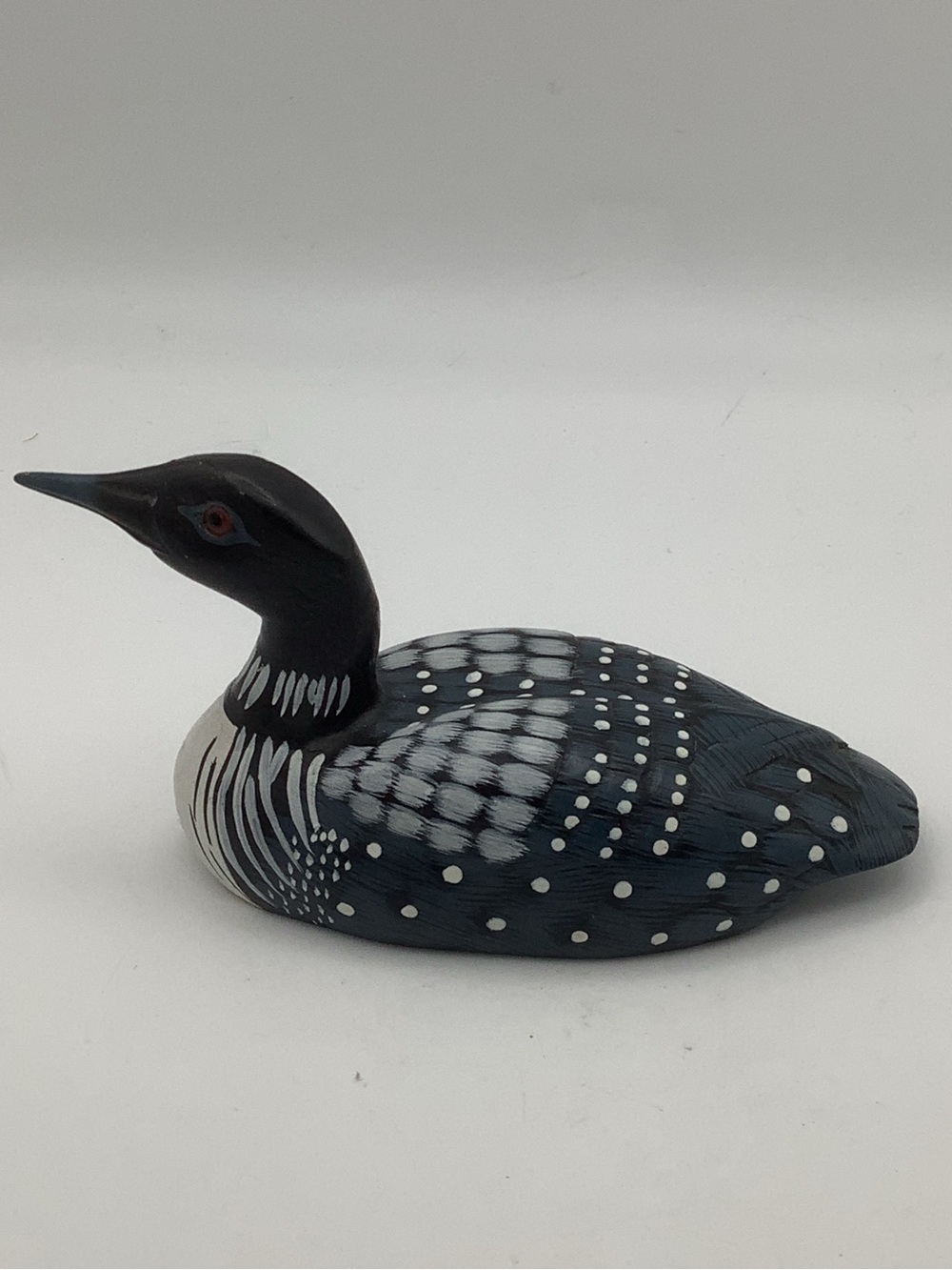 Pacific Rim Carvers Hand-Painted Loon Figurine in Black and White